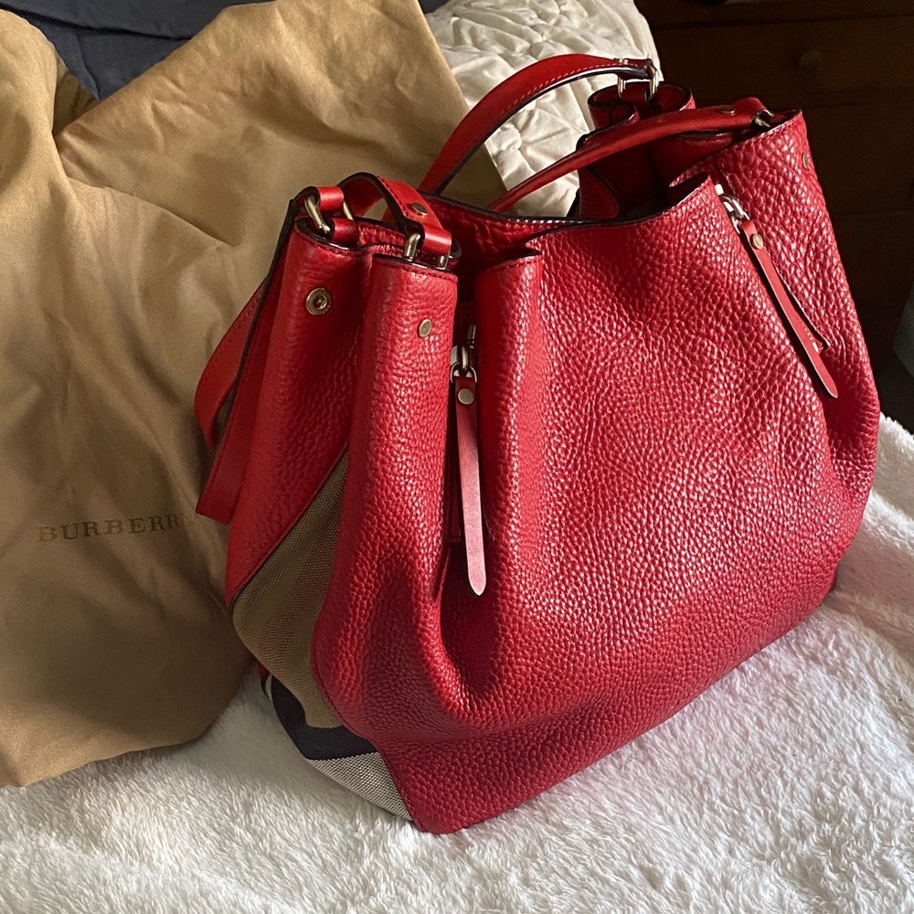 Burberry Vibrant Red Leather Shoulder Bag